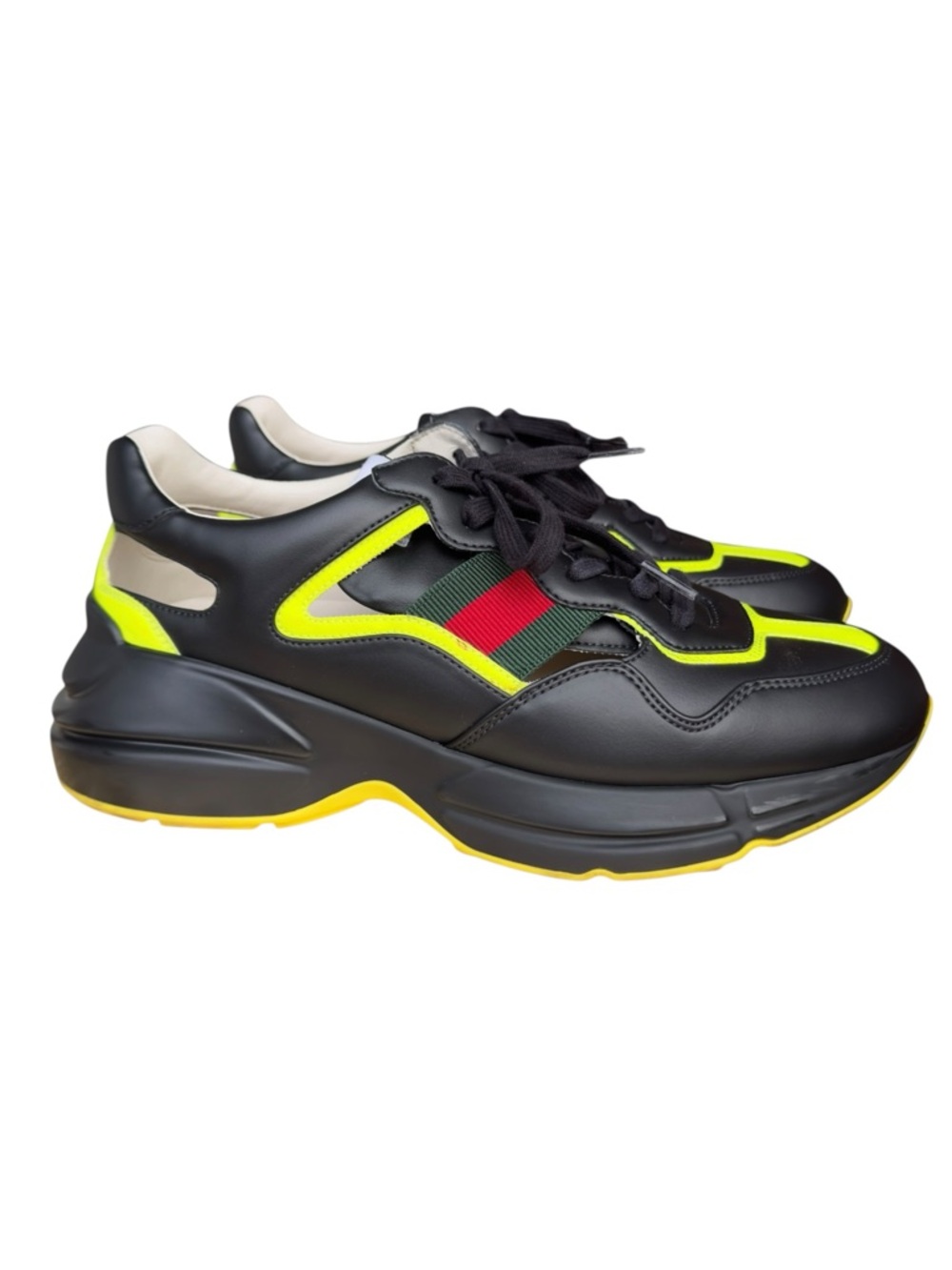 GUCCI Rhyton Cut Out Black Sneakers Men’s Size 8.5 US